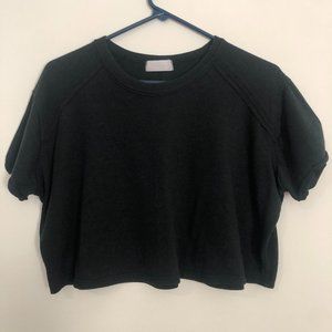 Black Croptop Medium Seam detailing Cotton Preppy Comfort Soft